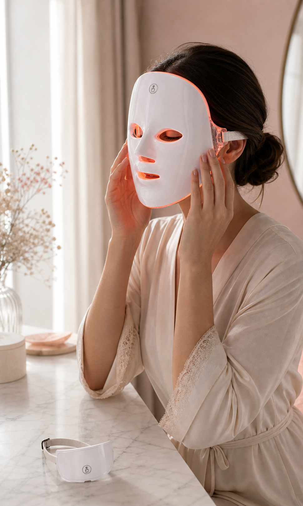 Femme portant le masque LED Élyra de NOVALYA